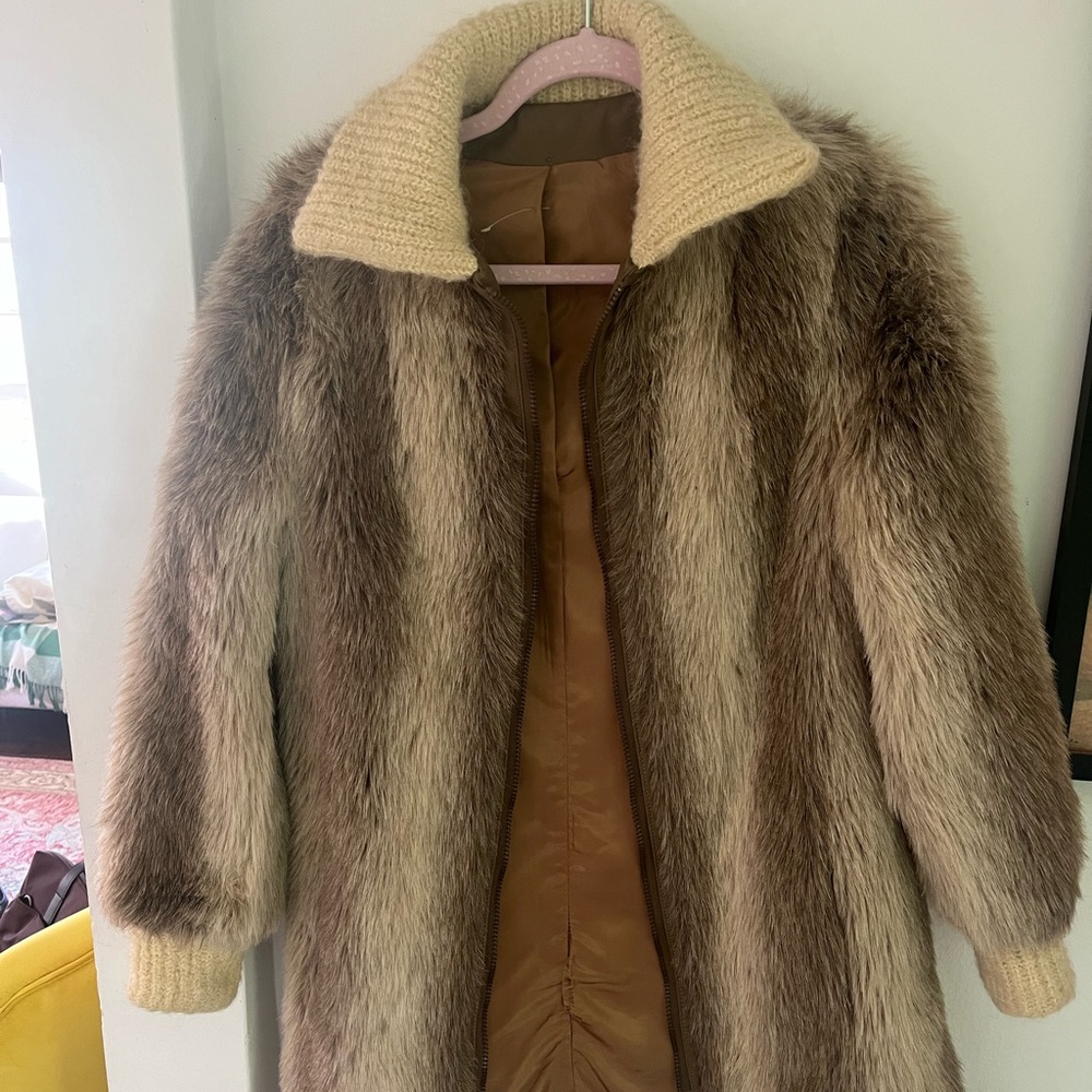 Vintage faux fur crochet jacket